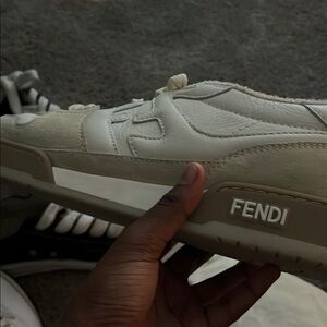 Fendi Cream Chunky Sneakers with Textured Design